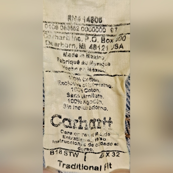 Slightly Distressed Carhartt Jeans Big Men's 44x32 Blue Denim 5-Pocket High-Rise - Picture 3 of 10